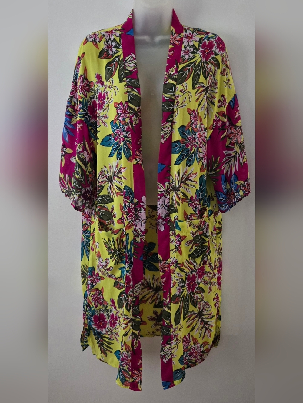 Womens Swimsuit Cover Up Time And Tru Sz Small Floral Design Open Front Sz Small